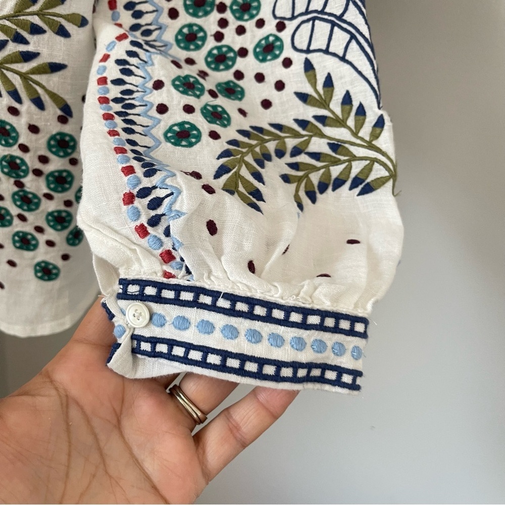 Sundance White embroidered Sunset Canyon button shirt NWT size medium 100% linen - Picture 3 of 8